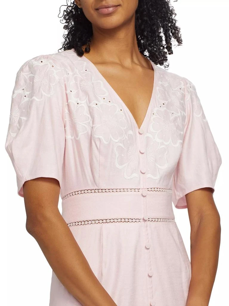 linen tea dress Ivory Floral Linen Blend Maxi Dress - Floral Dresses main image 1