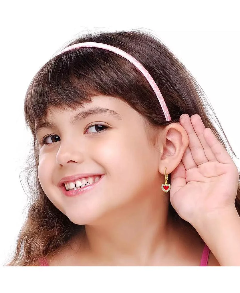 Chanteur Girls /Girl/Heart Red Crystal Yellow Gold Brass Plating Leverback Earring 2