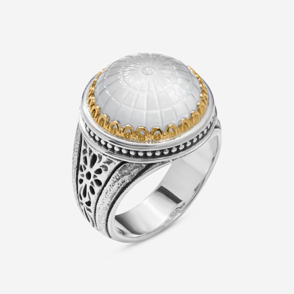 Konstantino Konstantino Dome Sterling Silver & 18k Yellow Gold Mother of Doublet Ring Sz. 6 DKJ972-313-S6