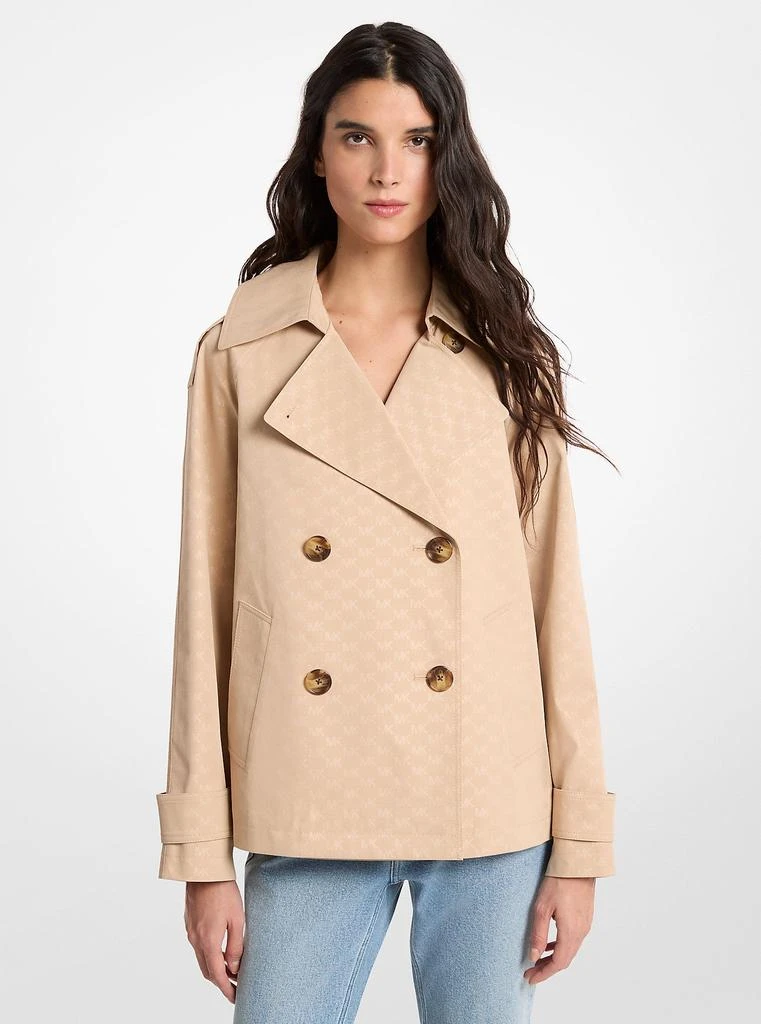 Michael Kors Outlet Logo Print Woven Cropped Trench Coat