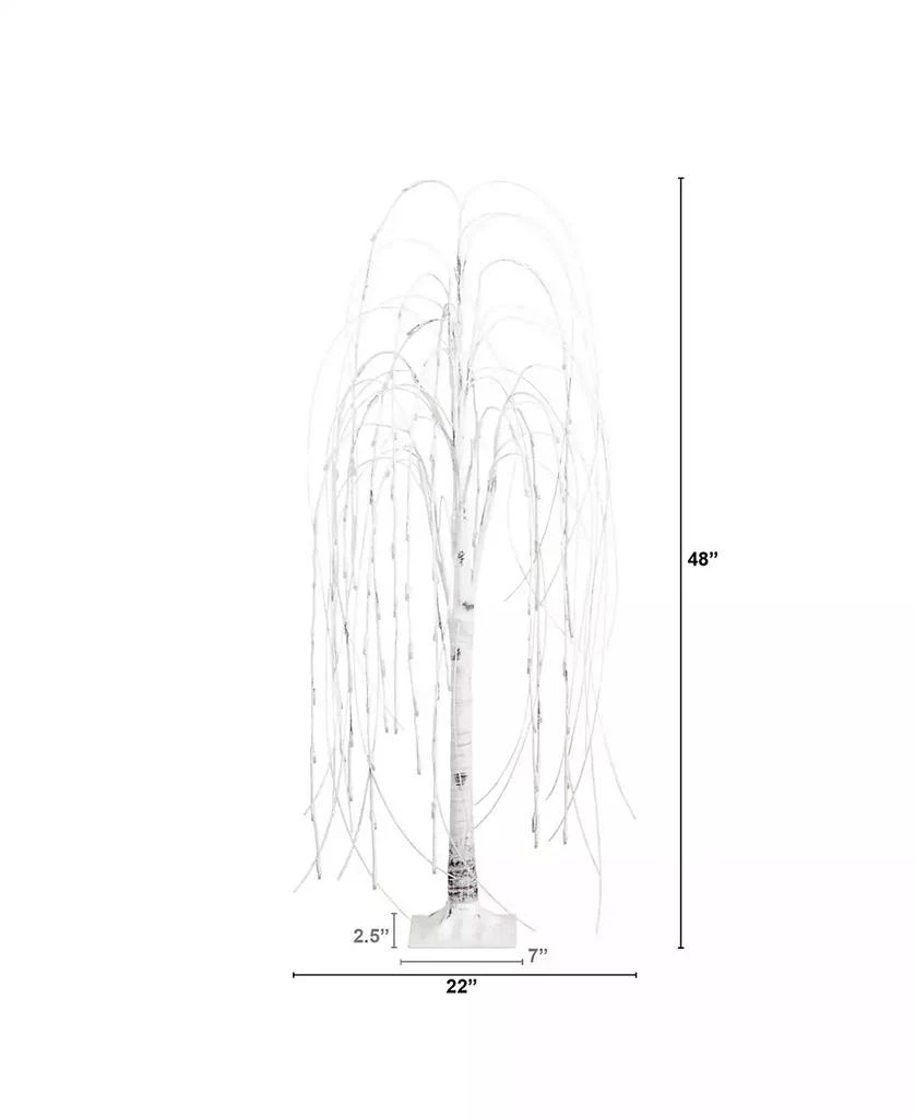 NEARLY NATURAL 4ft. Pre-Lit Artificial White Weeping Willow Tree with 120 Warm White LED Lights 2