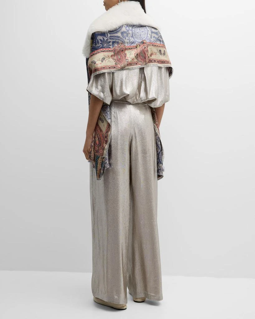 Pierre-louis Mascia Multi-Patterned Silk & Shearling Scarf 4