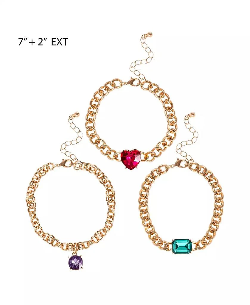 Jessica Simpson 3-Piece Chunky Gemstone Chain Bracelet Set 6