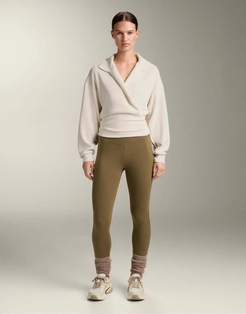 OYSHO OYSHO Wrap polo neck sweatshirt with soft-touch modal in pale ecru