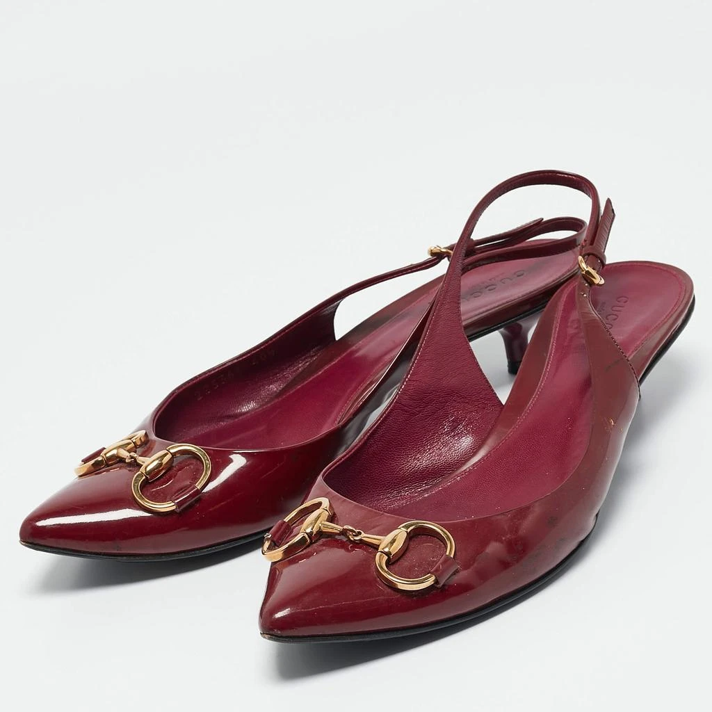 Gucci Gucci Burgundy Patent Leather Horsebit Slingback Pumps Size 40.5 2