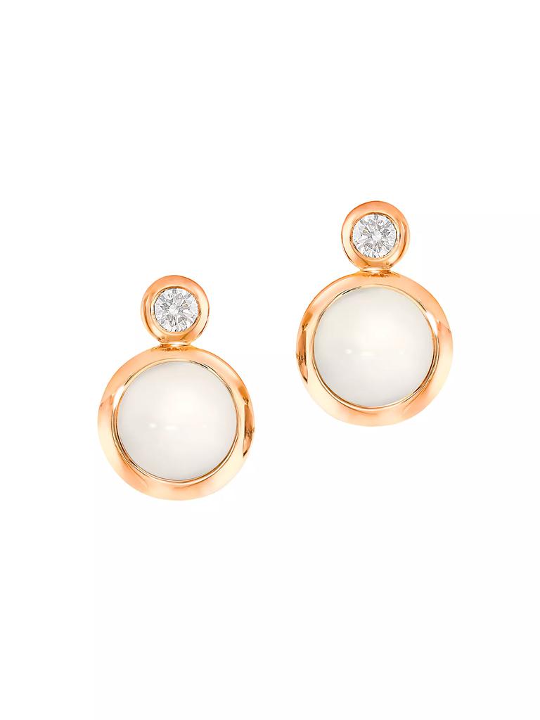 Tamara Comolli Classic Bouton 18K Rose Gold, Moonstone & Diamond Stud Earrings