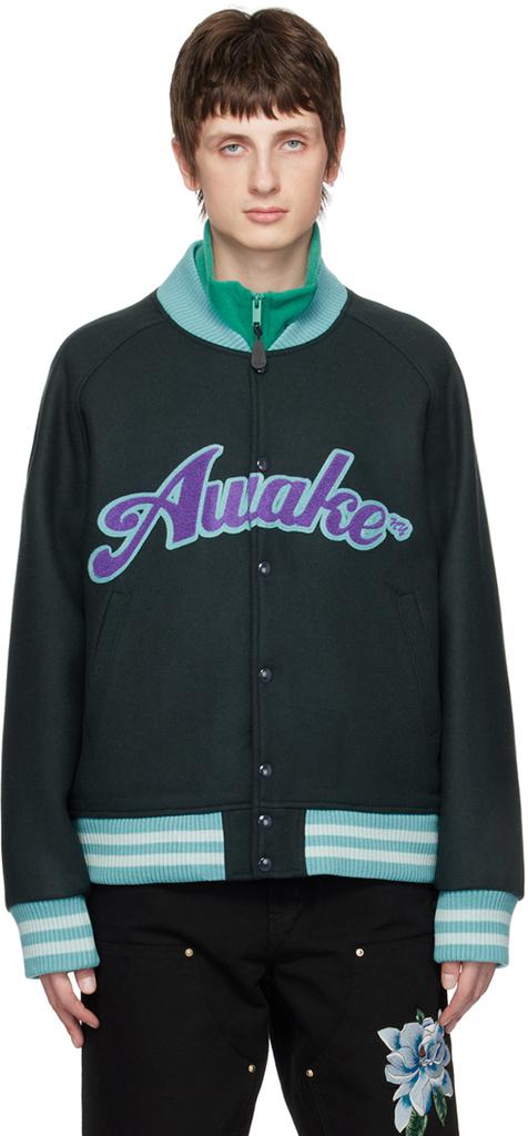 Awake NY Gray Embroidered Bomber Jacket