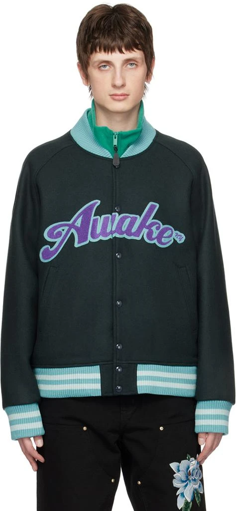 Awake NY Gray Embroidered Bomber Jacket 1