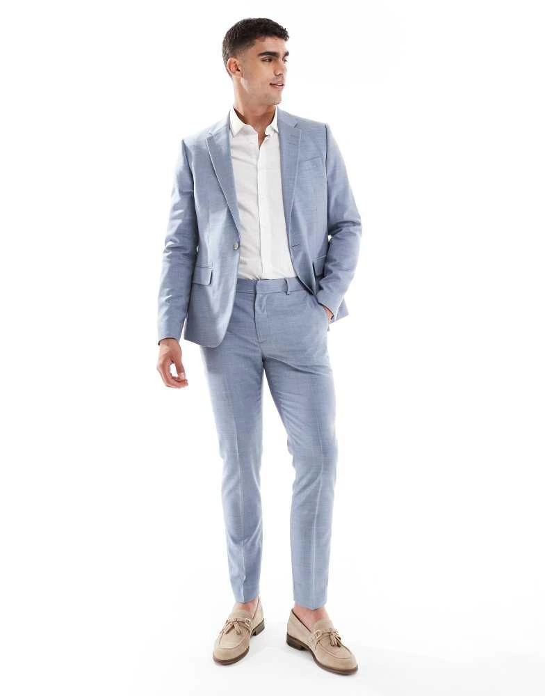 River Island River Island skinny suit jacket in light blue 4