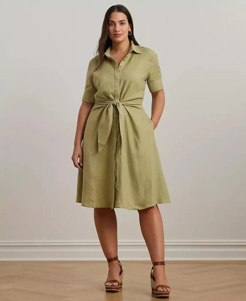 Ralph Lauren Plus Size 100% Linen Tie-Front Shirtdress - Dresses & Skirts - Free Shipping - BeyondStyle Ralph Lauren Plus Size 100% Linen Tie-Front Shirtdress - Dresses & Skirts - Free Shipping - BeyondStyle