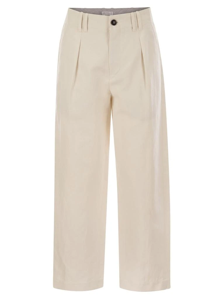 Brunello Cucinelli Brunello Cucinelli Front Pleat Straight-Leg Trousers from Cettire