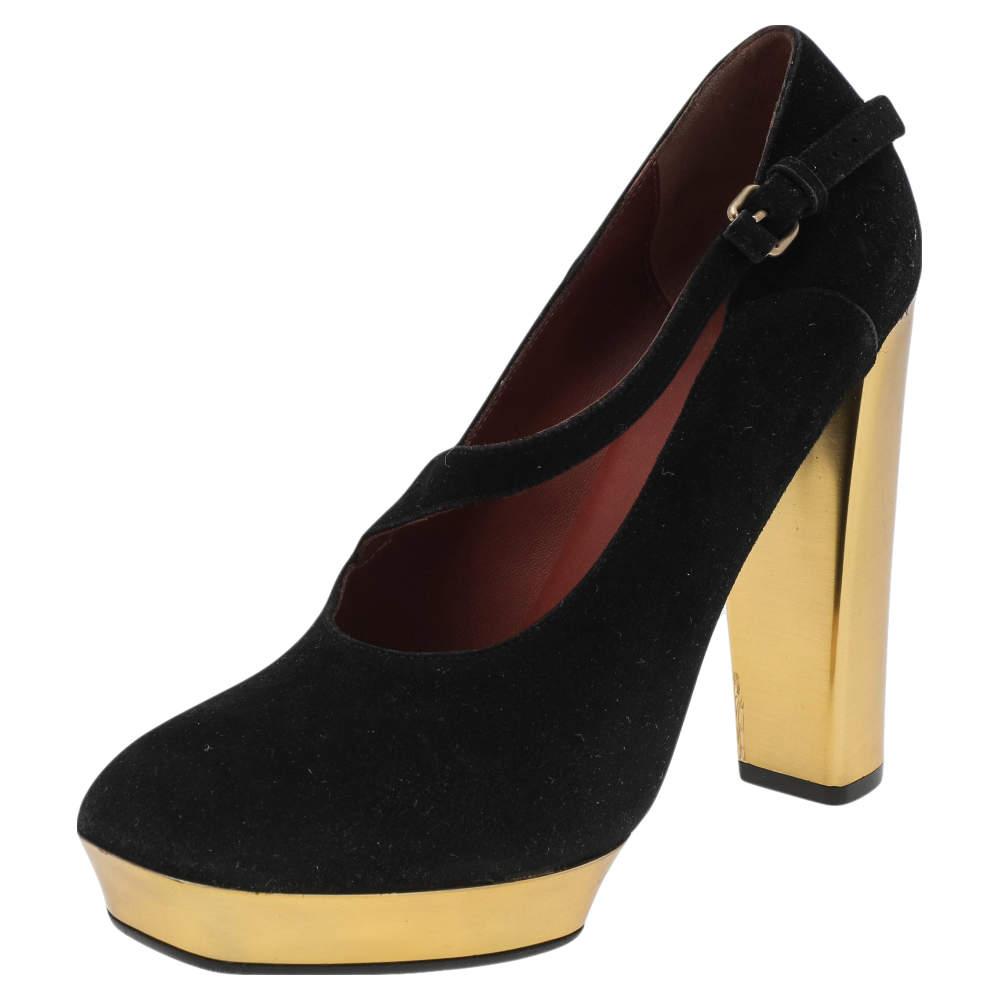 Marc by Marc Jacobs Marc by Marc Jacobs Black Suede Platform Block Heel Pumps Size 38.5