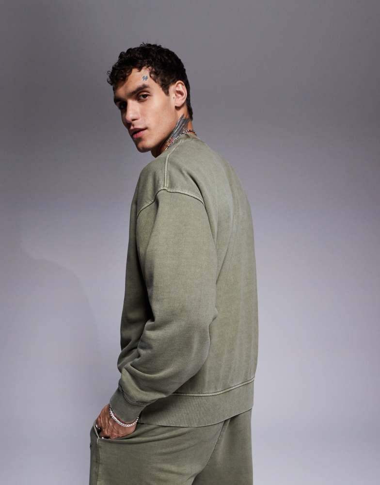NICCE Nicce co-ord logo washed crew neck sweat in khaki