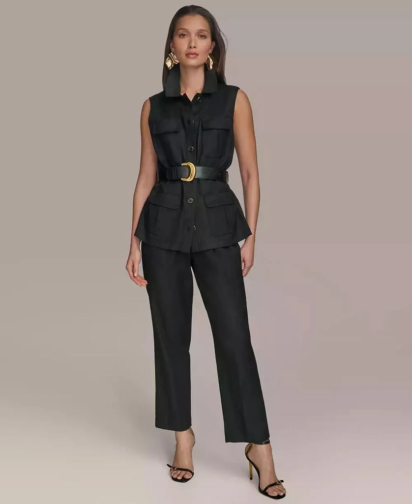 Donna Karan Women's Belted Linen-Blend Utility Vest 5