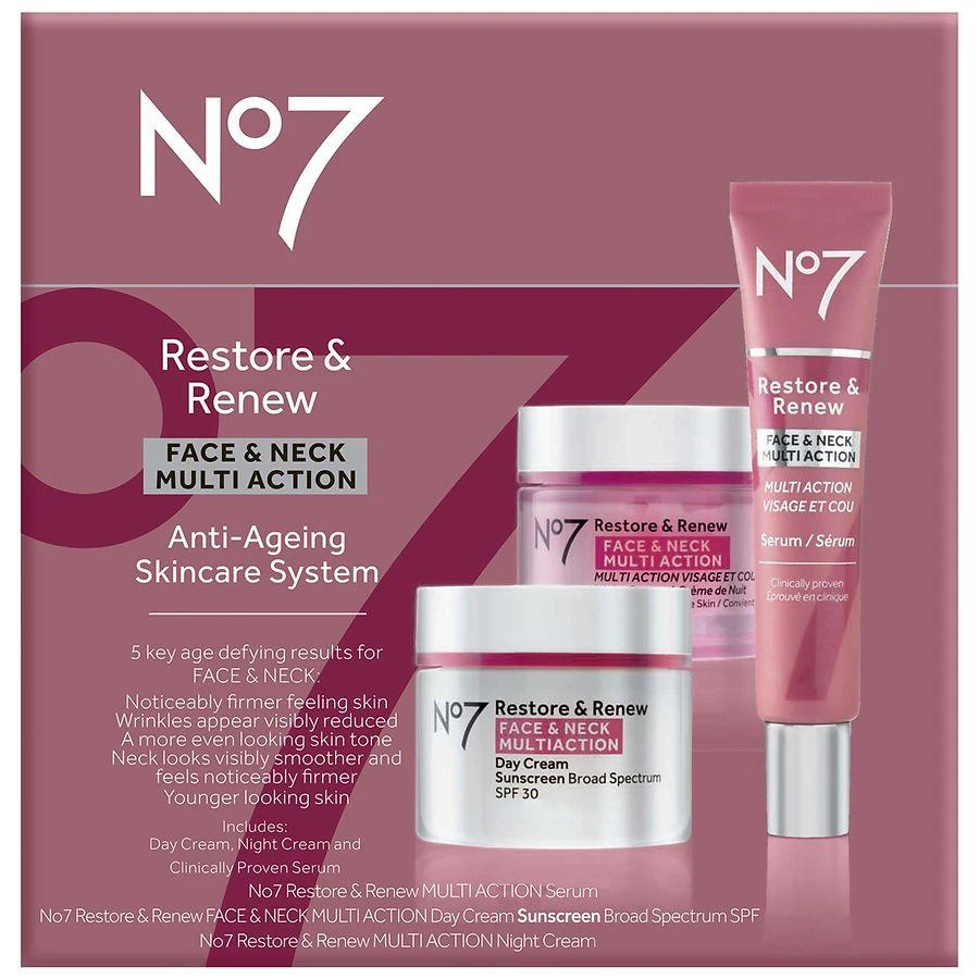 No7 Restore & Renew Multi Action Face & Neck Skincare System 1