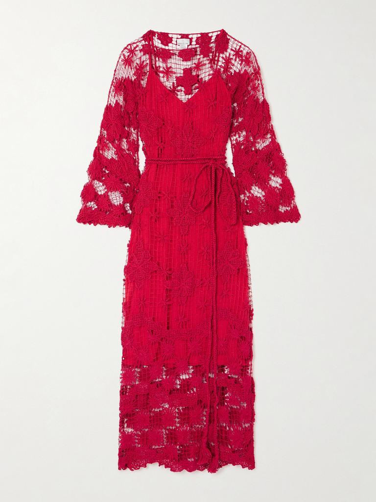 MIGUELINA 【net Sustain】纯棉菲蕾丝中长连衣裙