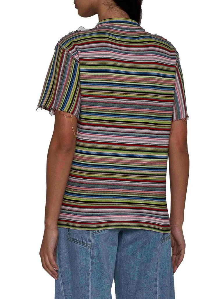 MAISON MARGIELA Maison Margiela Striped Raw-Cut Hem Knitted Polo Shirt 3