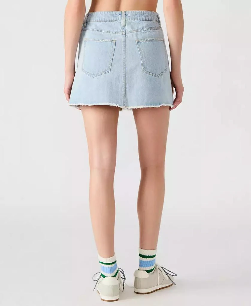 Steve Madden Women
s Cheri Frayed-Edge Denim Skirt 4