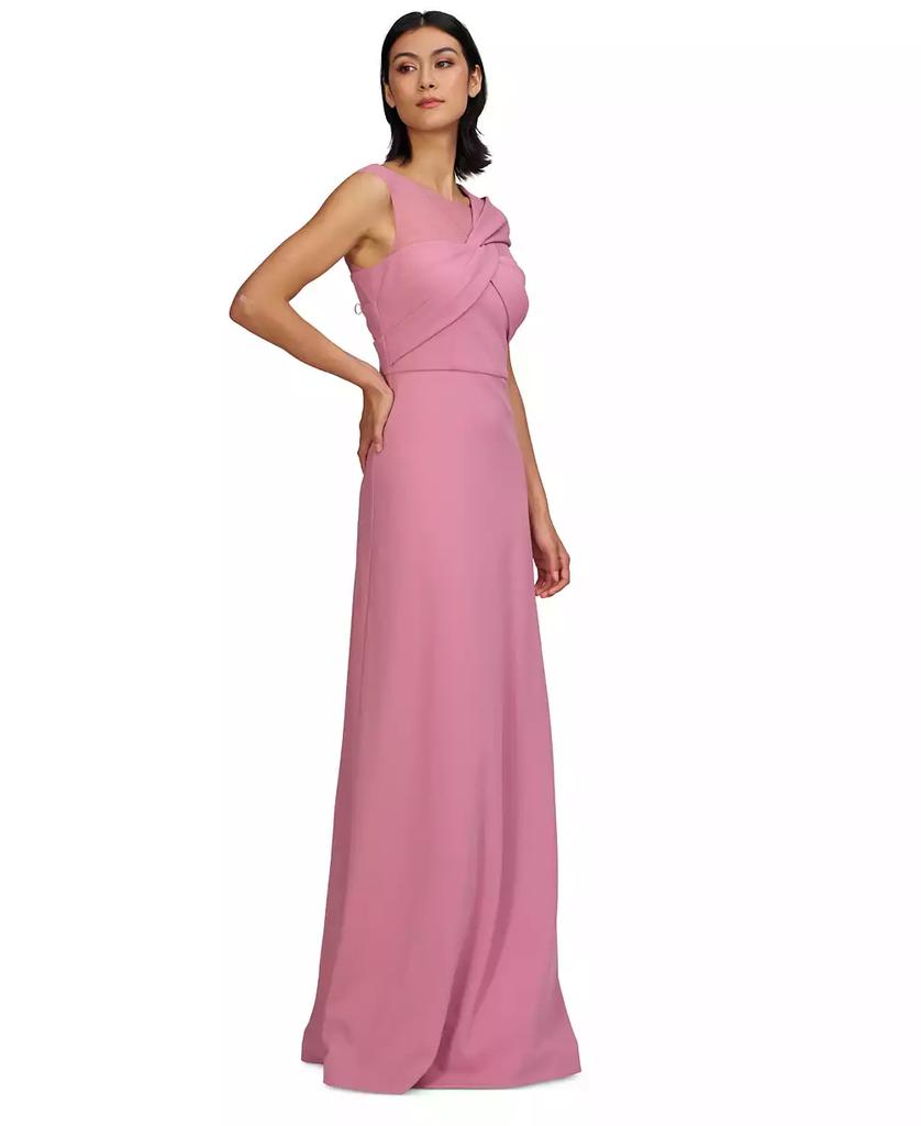 JS Collections Women's Jordyn Twisted-Bodice Illusion-Neck Gown