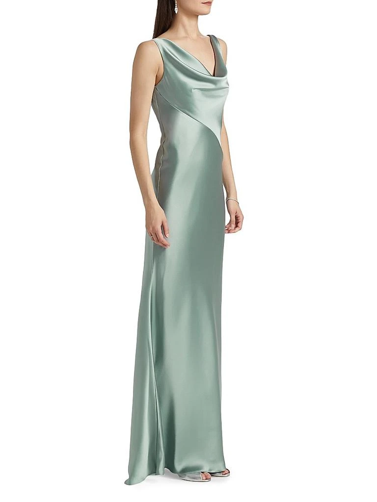 Amsale Satin Cowlneck Gown 4