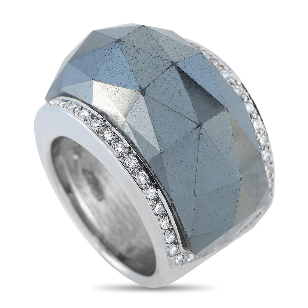 Stephen Webster 18K White Gold 0.55ct Diamond and Hematite Ring SW14-022425