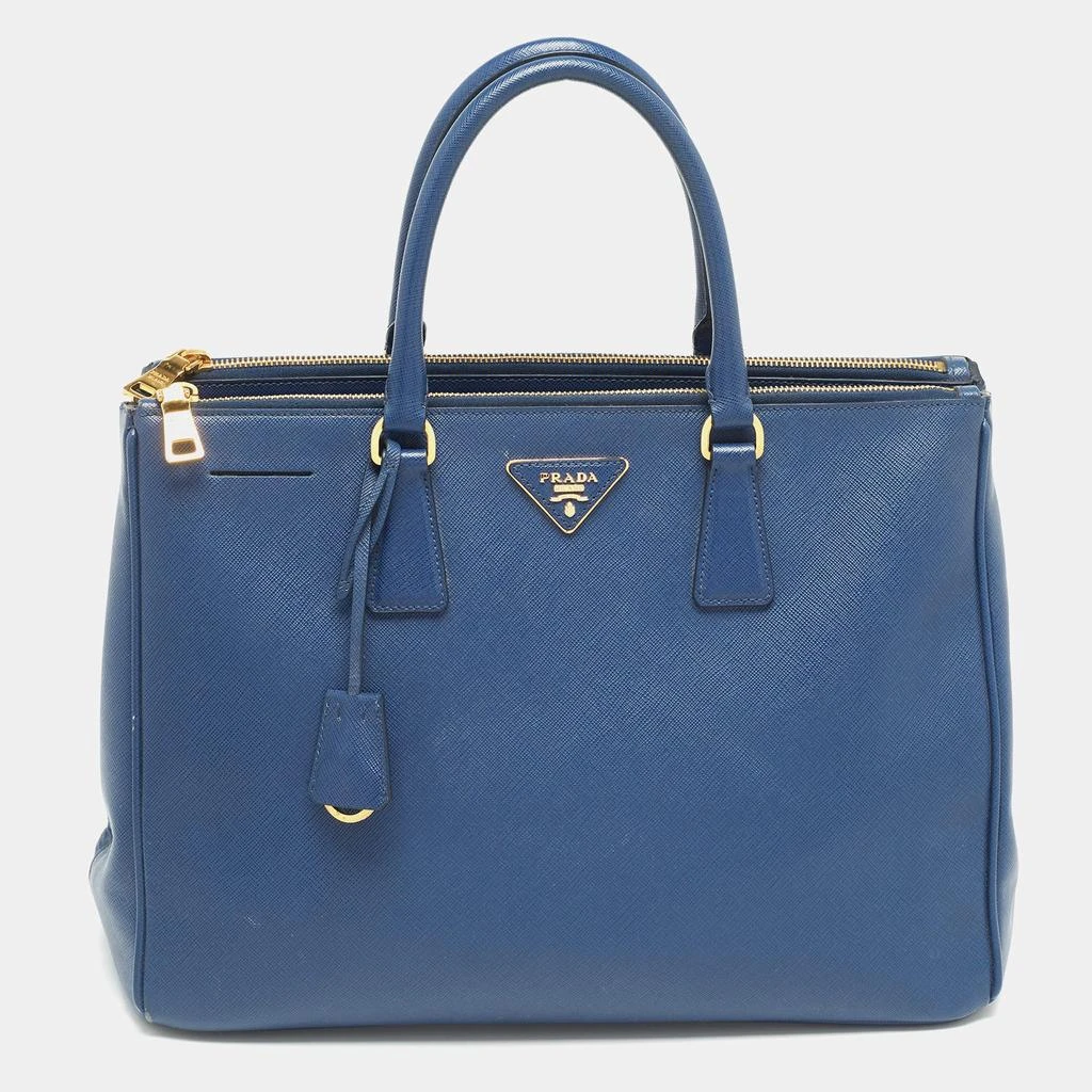 Prada Prada Navy Blue Saffiano Lux Leather Large Double Zip Tote 1