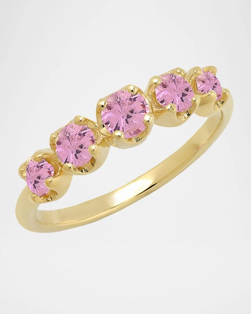 Jennifer Meyer Graduated Stone Ring in Pink Sapphires, Size 6.5 1