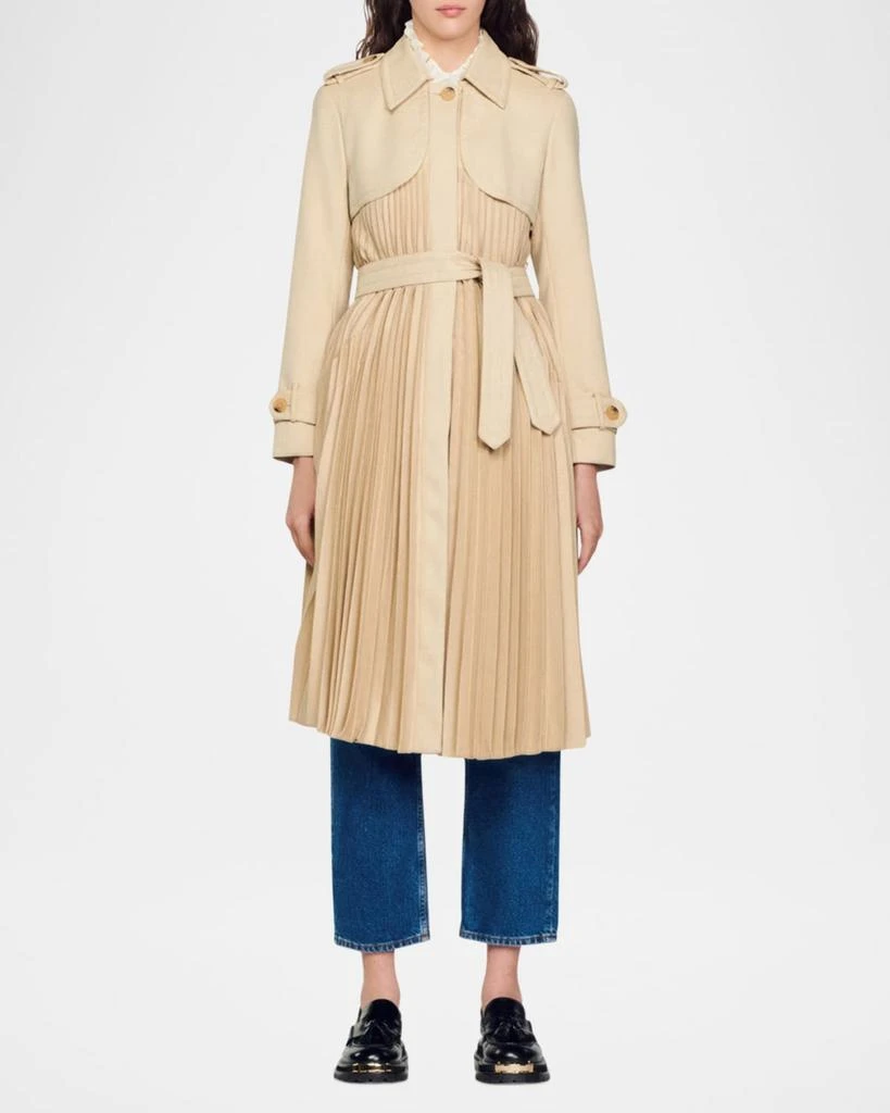 Sandro Vino Pleated Trench Coat 2