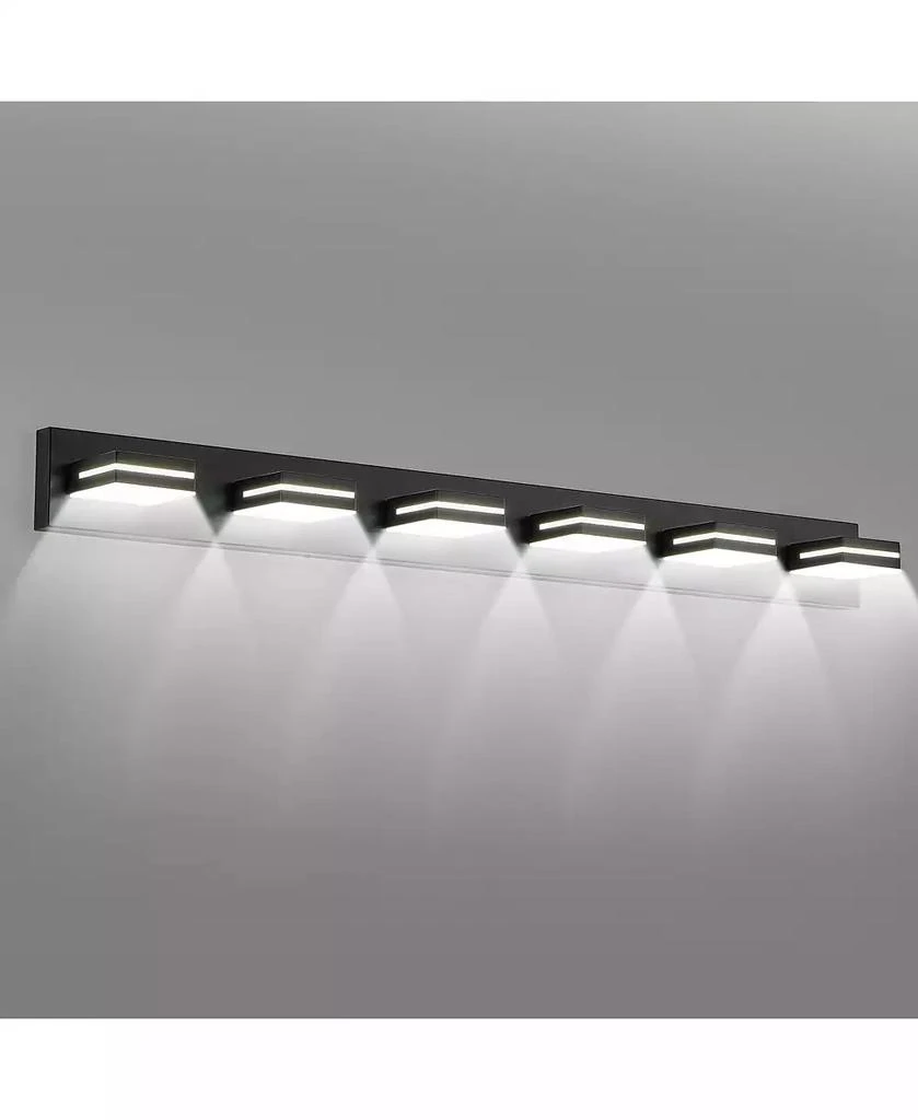 BUSDAYS Modern Black LED Vanity Light 6 Lights Wall Sconce for Bathroom Mirror Sleek Minimalist Design Easy to Install