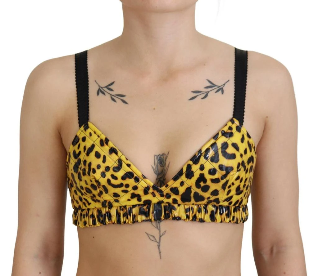 Dolce & Gabbana Dolce & Gabbana Yellow Leopard Cropped Bustier Corset Bra Top 4