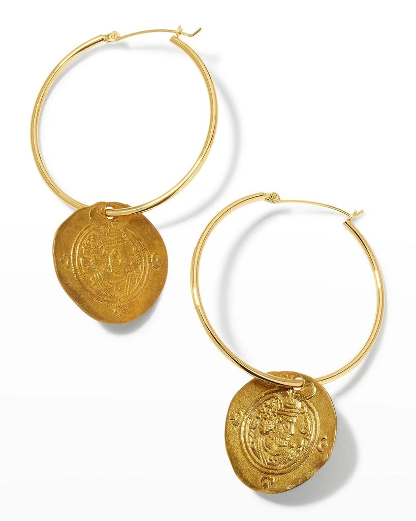 Devon Leigh Coin Hoop-Drop Earrings 1