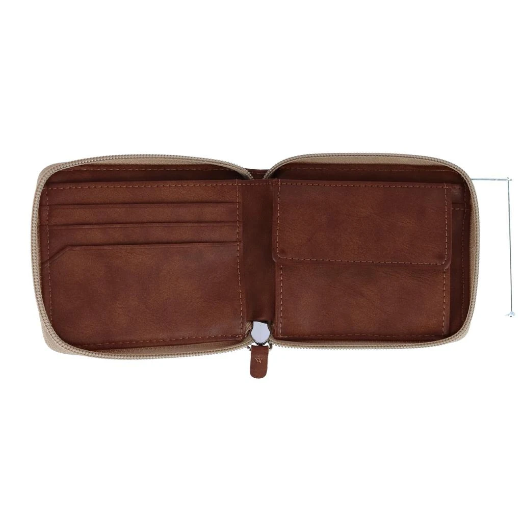 Buxton Men's RFID Canvas and Leather Zip Around Wallet 3