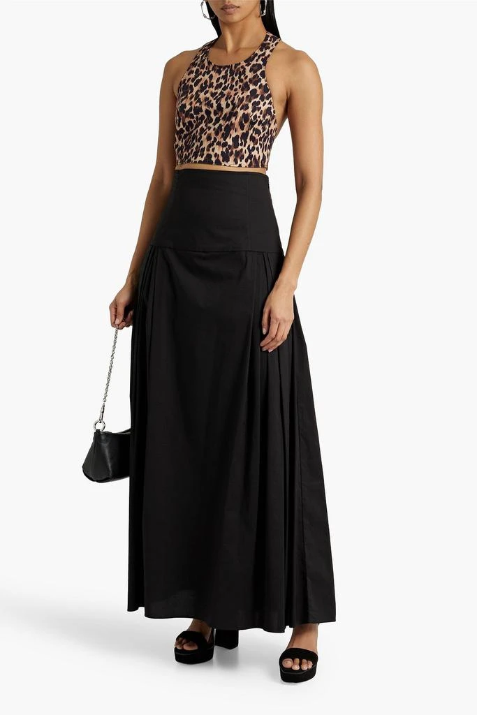 RACIL Nimaya cropped  leopard-print cotton-blend poplin halterneck top 2