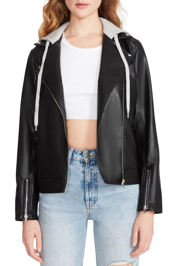 BB Dakota by Steve Madden Biker Boo Mixed Media Faux Leather Jacket 5