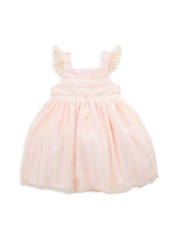 Pippa & Julie Little Girl's Embroidery Stripe Tulle Dress