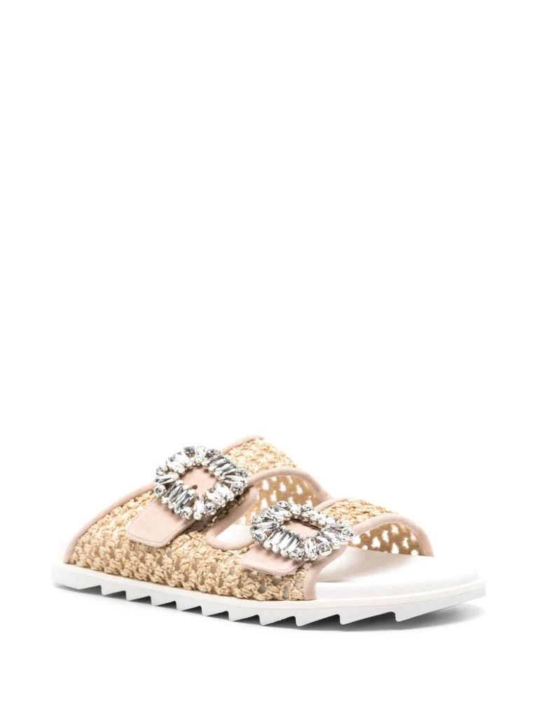 Roger Vivier SLIDY VIV RAFFIA SANDALS 3
