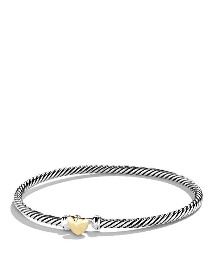 David Yurman Cable Collectibles® Heart Bracelet in Sterling Silver with 18K Yellow Gold, 3mm