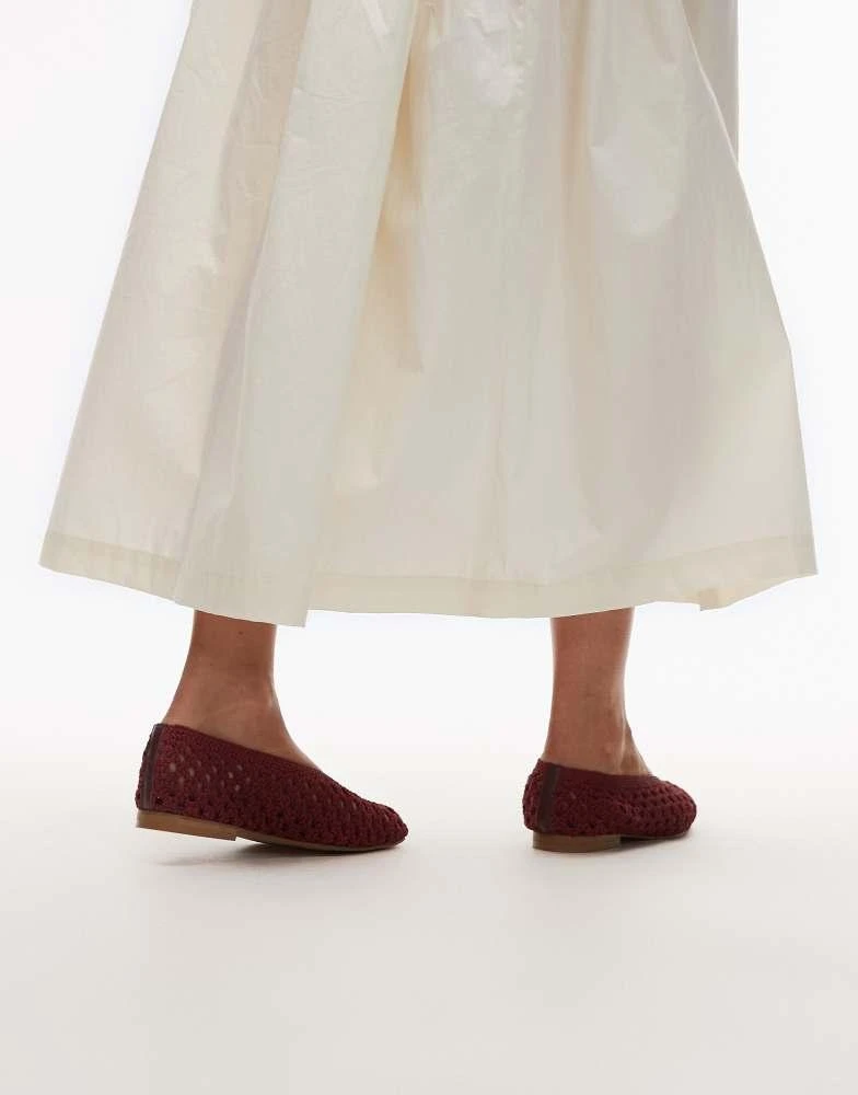Topshop Topshop Beatti woven flat shoe in red 2