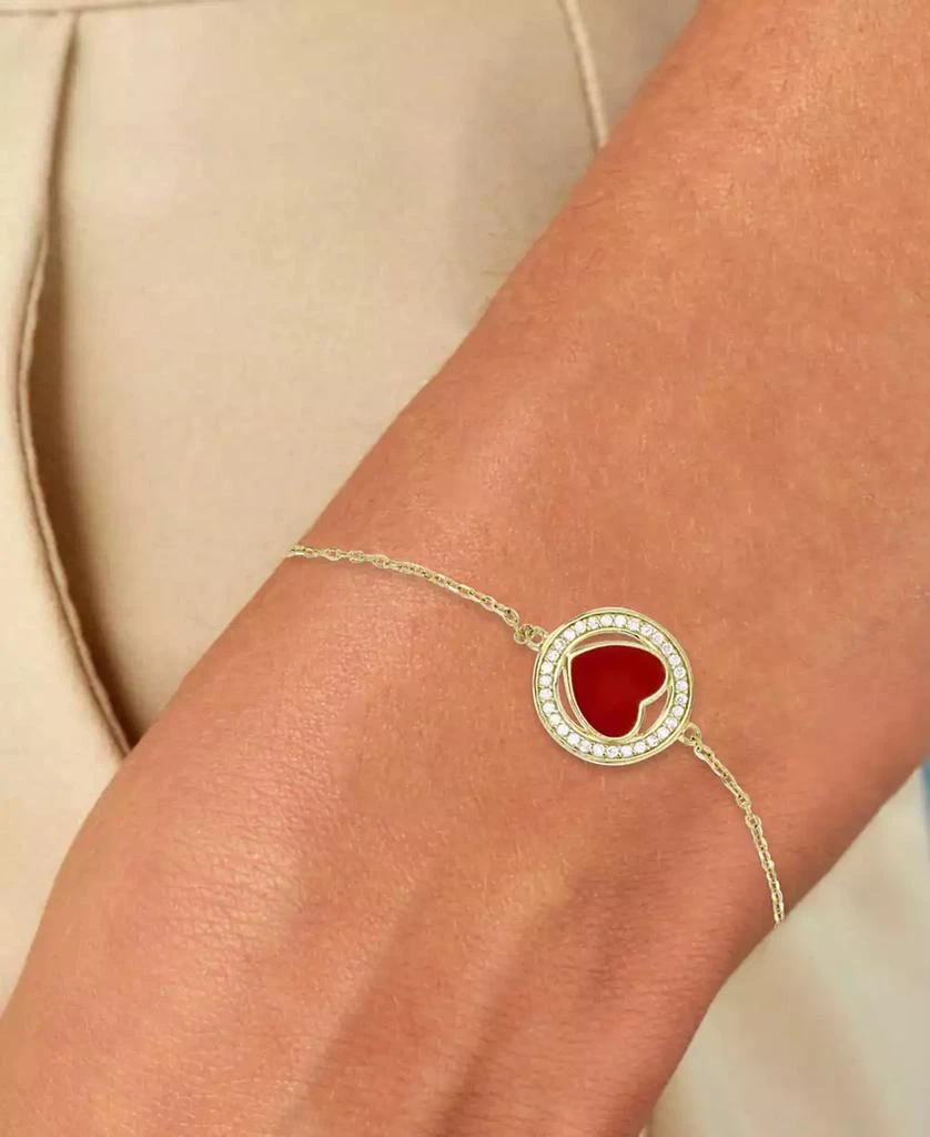 Macy
s Enamel Heart 
Cubic Zirconia Chain Bracelet in 14k Gold-Plated Sterling Silver 2