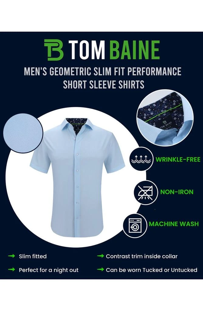 TOM BAINE Slim Fit Performance Short Sleeve Button-Up Shirt 4
