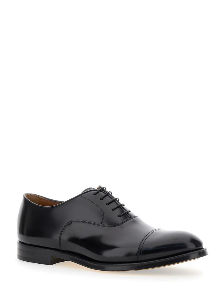 DOUCAL'S Black Oxford Shoes With Five Holes In Smooth Leather Man