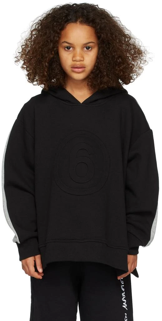 MM6 Maison Margiela Kids Black & Gray Contrast 6 Hoodie 2