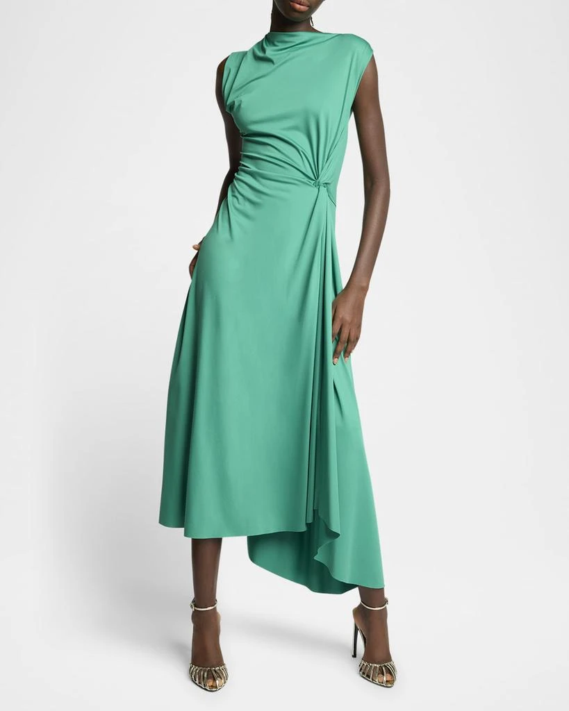 Victoria Beckham Twisted Knot Asymmetric Drape Midi Dress 5