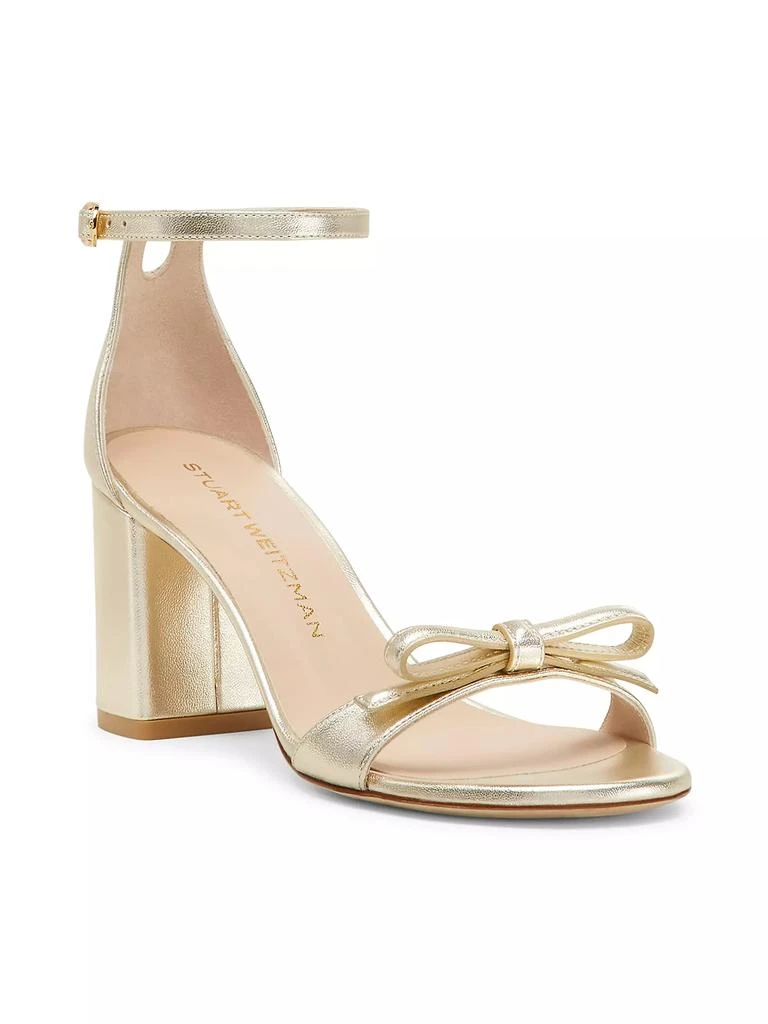 Stuart Weitzman Felicity 75MM Bow-Detailed Metallic Leather Sandals 2