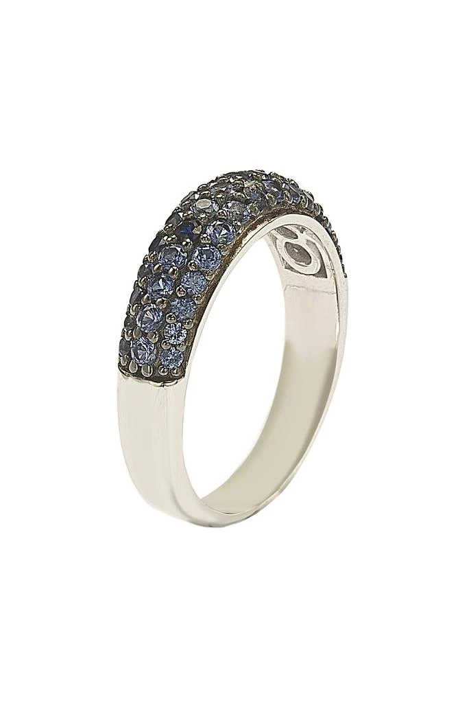 Suzy Levian Sterling Silver Blue Sapphire Half Band Ring 3