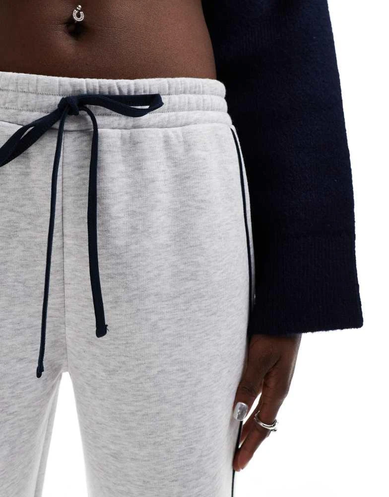 ASOS ASOS DESIGN pull on wide leg jogger with side stripe in grey marl 4