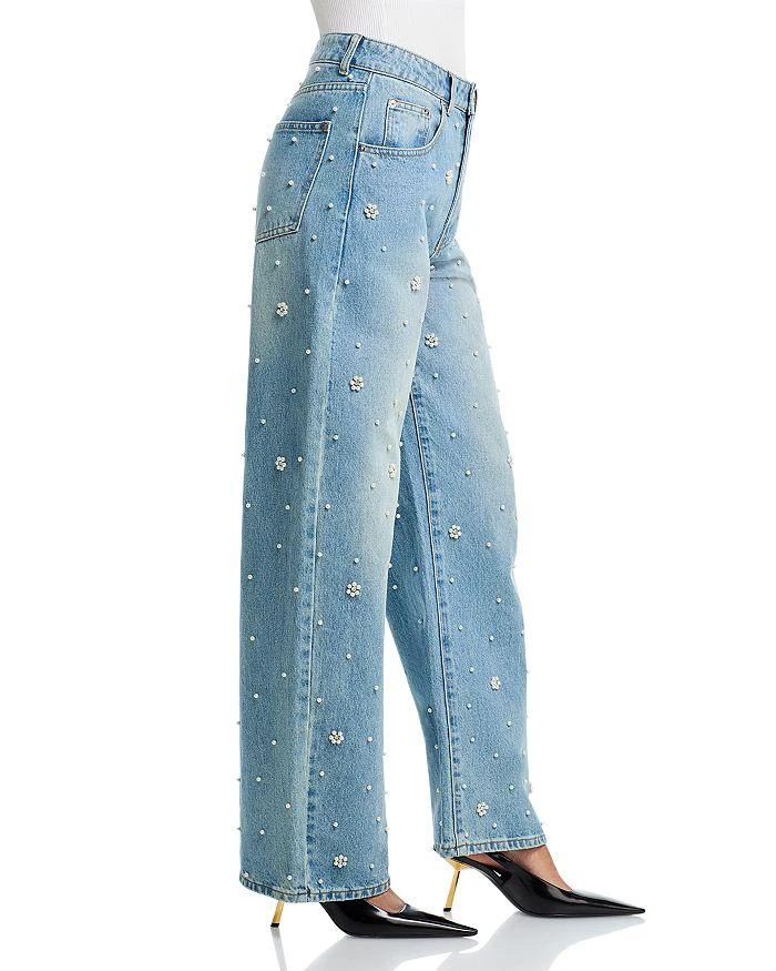 Steve Madden Fianna Embellished High Rise Barrel Jeans in Coastal Blue 4
