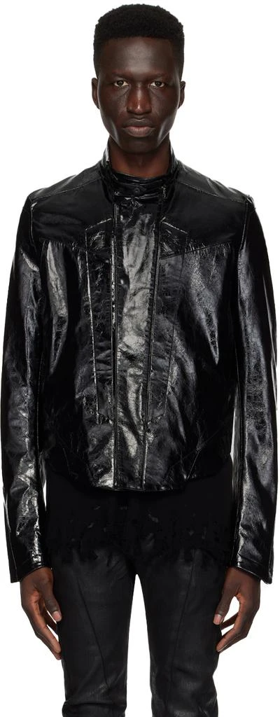 Julius Black Coated Leather Jacket 1