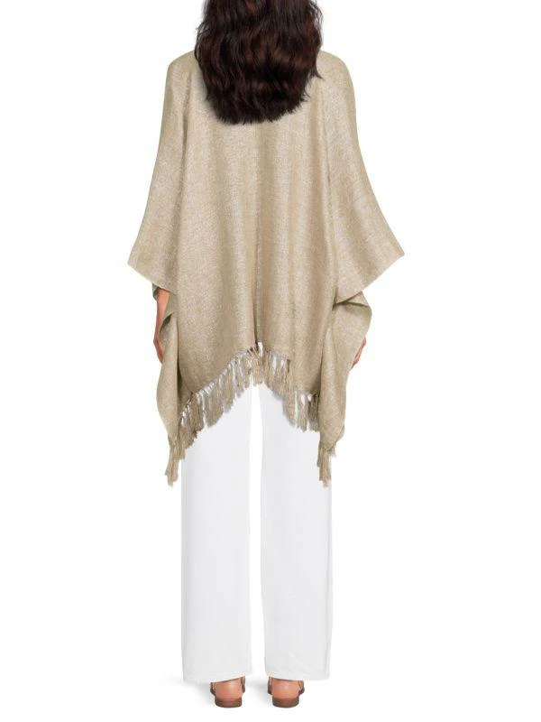 Brunello Cucinelli Metallic Linen-Blend Fringed Ruana 2