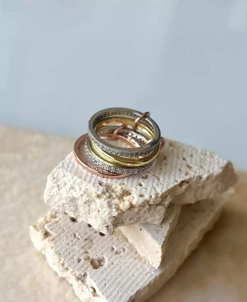 ADORNIA Mixed Metal Cubic Zirconia Connected 4-Piece Stack Ring 5